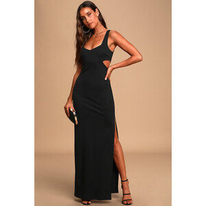 Lulus Tempting Fate Black Cutout Maxi Dress - Size S